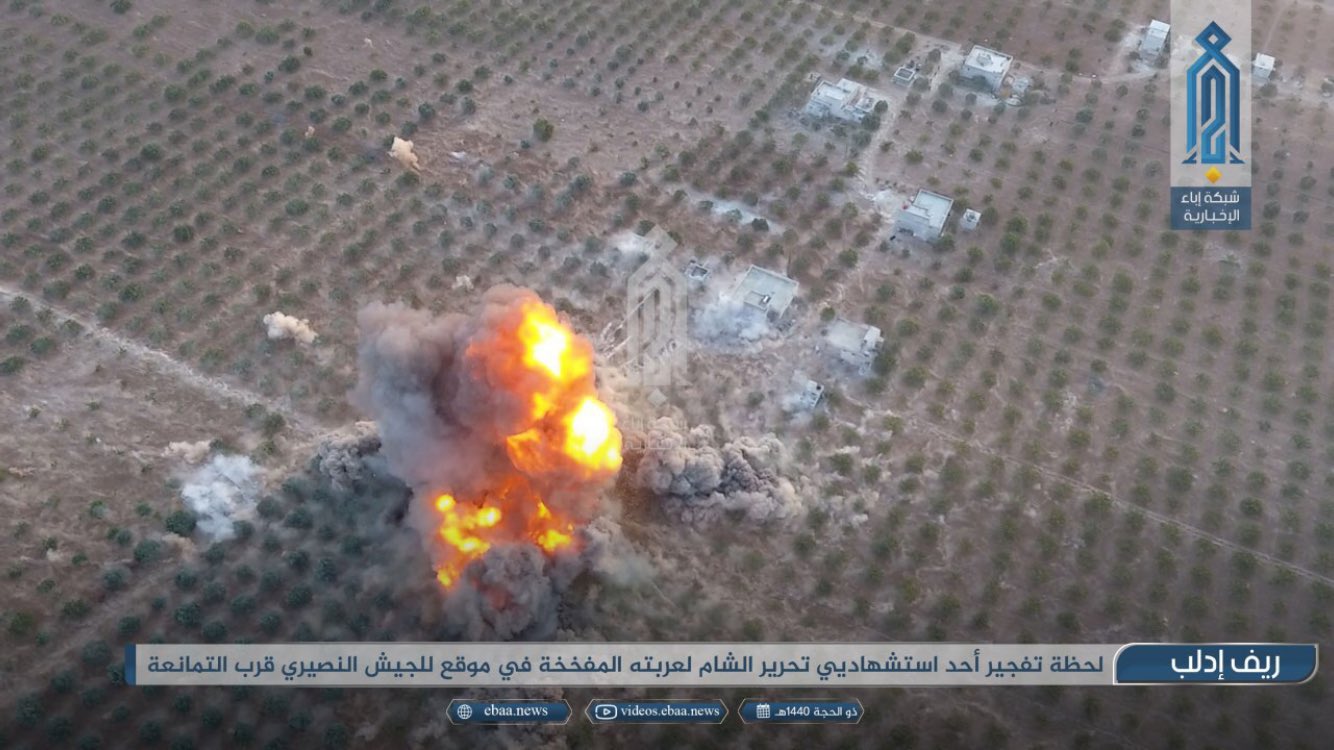 An HTS up-armored SVBIED used against a loyalist position in the farmland close to al-Tamanah on Aug. 29, 2019.
