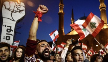 Anti-government activists take part in a protest in downtown Beirut, demonstrations across Lebanon entered its 2nd months.