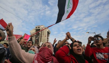 Iraqi Anti-government demonstrators protest in Tahrir Square in the capital Baghdad, on January 10, 2020.