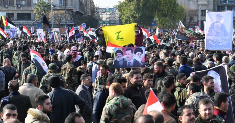 yrians take part in a protest against the United States and in support of Iranian general Qassem Soleimani at the Saadallah al-Jabiri Square in Aleppo, northern Syria, on Jan. 7, 2020. 