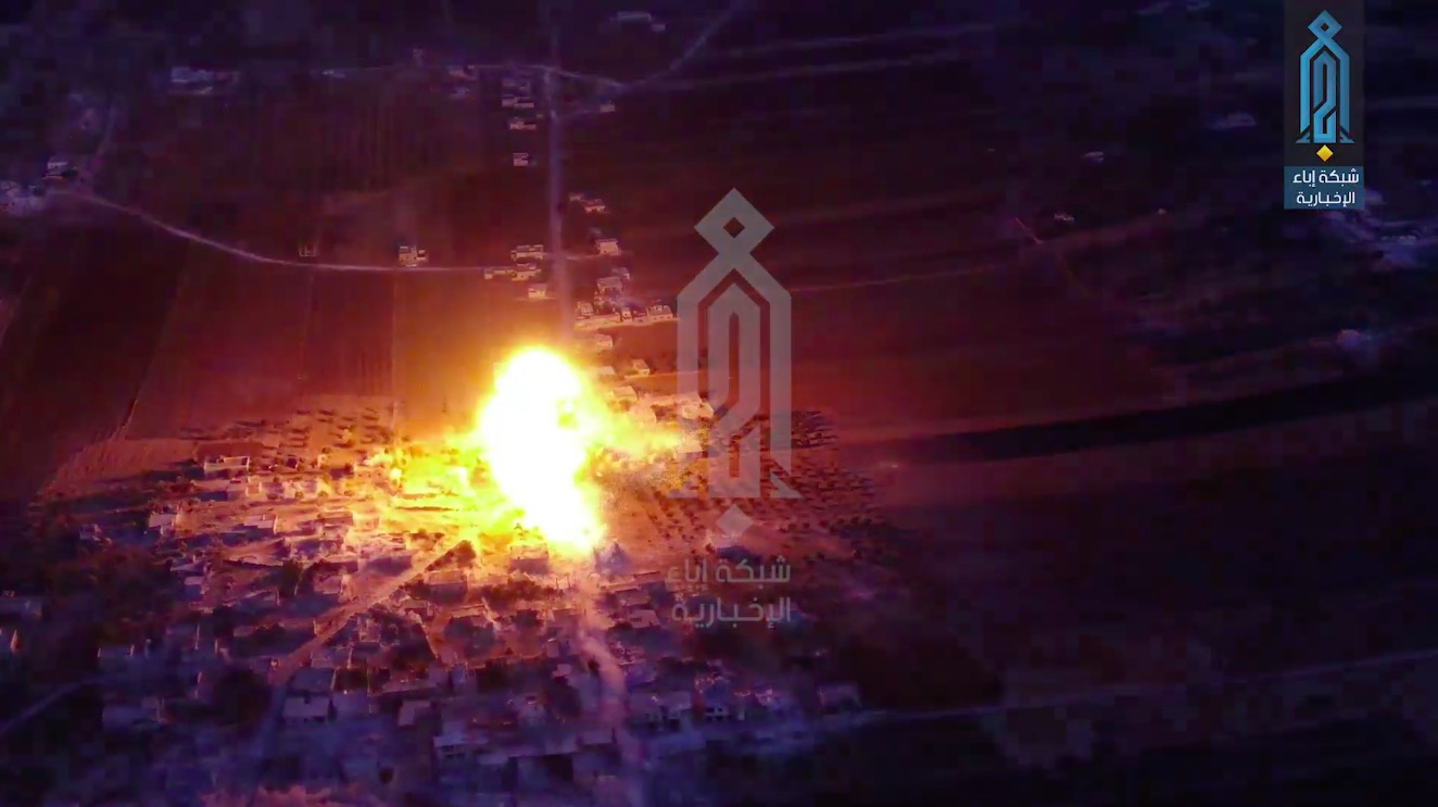 An HTS up-armored SVBIED detonating in the center of Madaya village, northwest of Khan Shaykhoun, in the late afternoon of Aug. 18, 2019