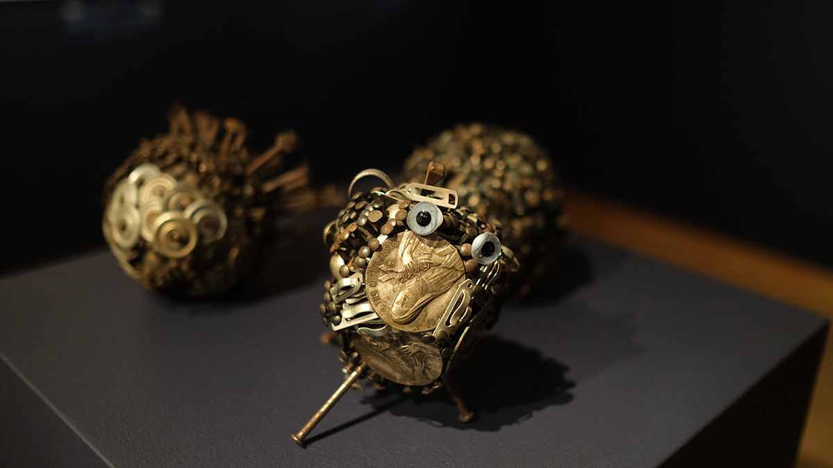 Jewish Egyptian artist and surrealist poet Joyce Mansour’s found object sculptures of nails and screws. Photo by Sueraya Shaheen. 