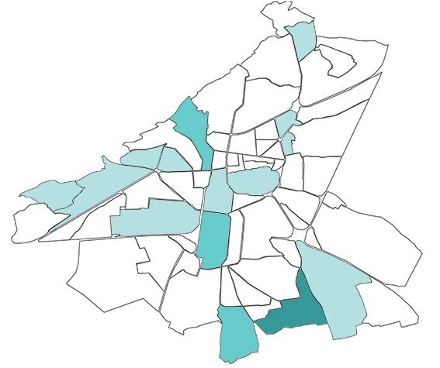 Map 8: Public facilities rehabilitation across neighborhoods Source: Author