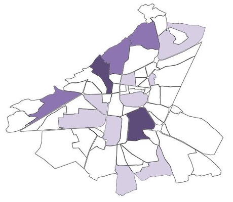 Map 9: Street lighting installations across neighborhoods Source: Author