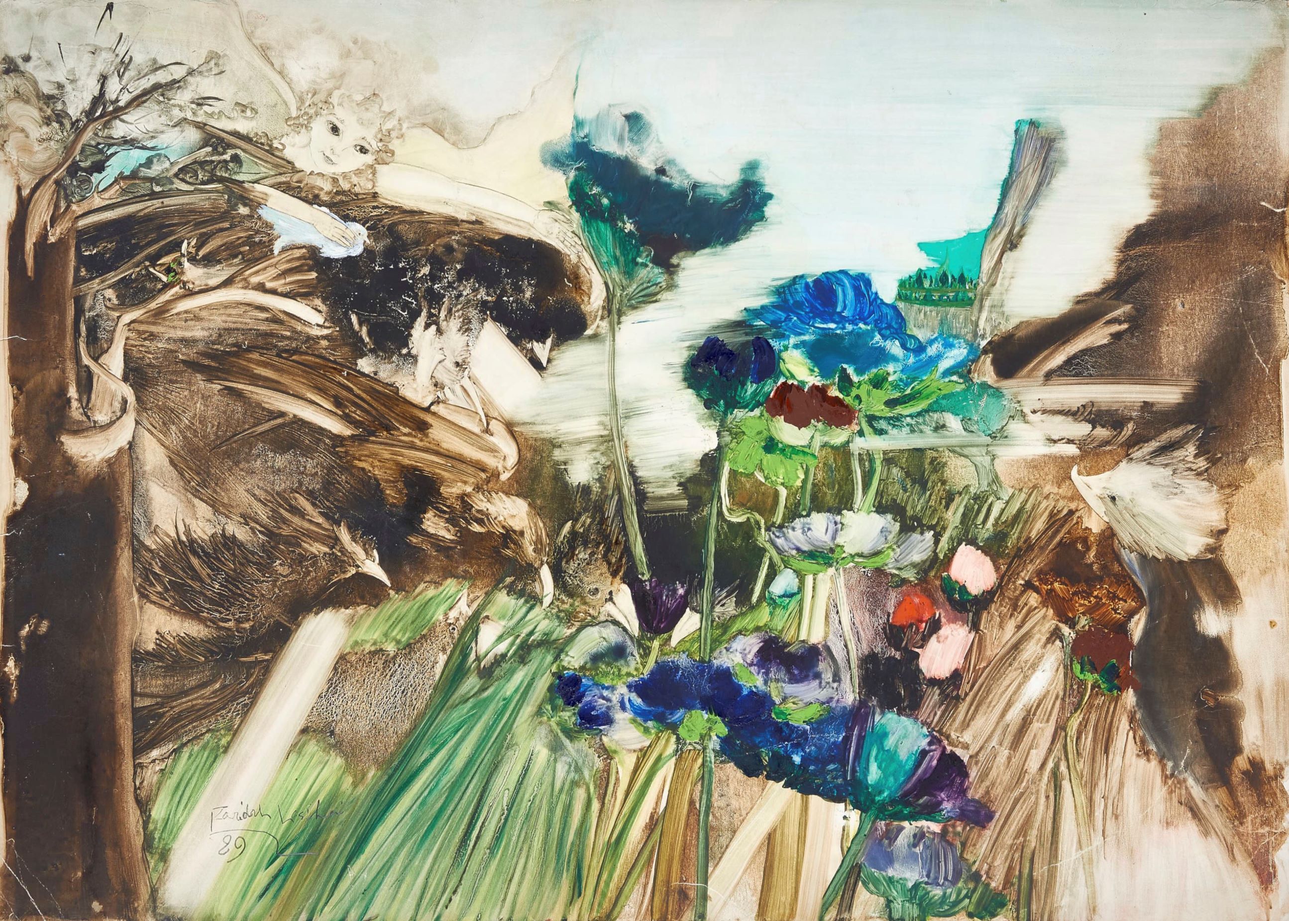 Farideh Lashai, Untitled, 1989. Oil on paper, 19.5 x 27.5 in. Courtesy of Artist’s Estate and Dastan Gallery.