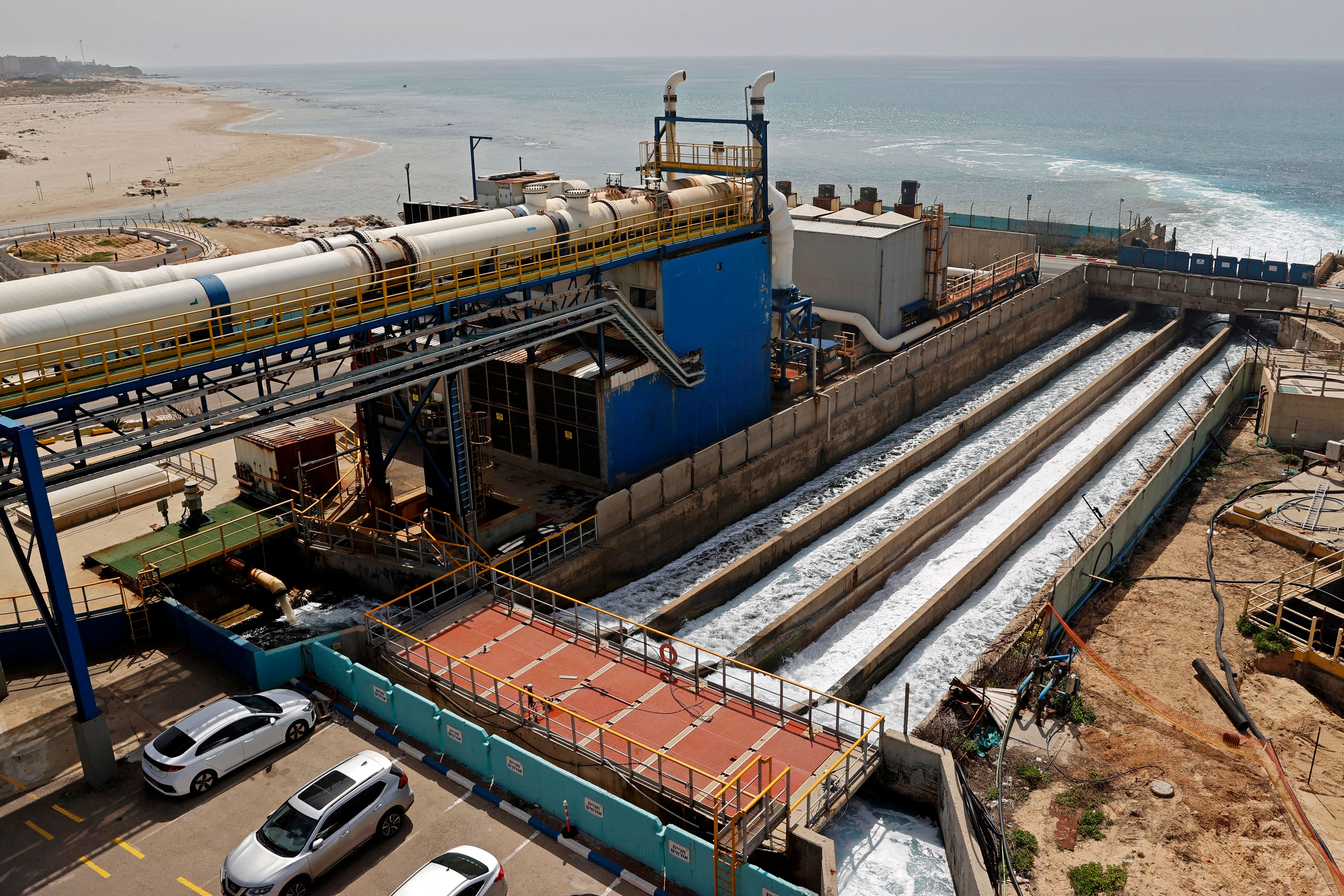 The Hadera Desalination Facility in the central Israeli coastal town of Hadera on April 3, 2022. Photo by JACK GUEZ/AFP via Getty Images.