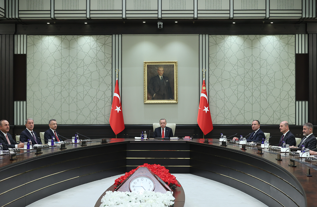 Photo above: Turkish President Recep Tayyip Erdoğan chairs a meeting of National Security Council at the Presidential Complex in Ankara on September 28, 2022. Photo by Mustafa Kamaci/Anadolu Agency via Getty Images.