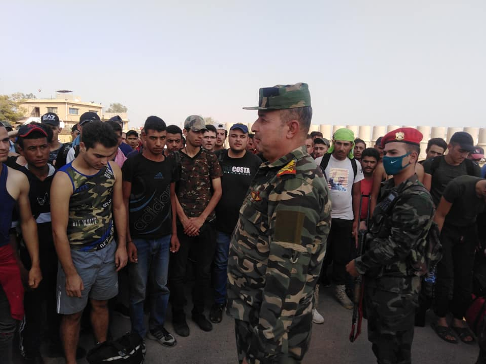 Maj. Gen. Mohammad meeting a new batch of 17th Division conscripts at the Deir ez-Zor Military Airport, September 2020.