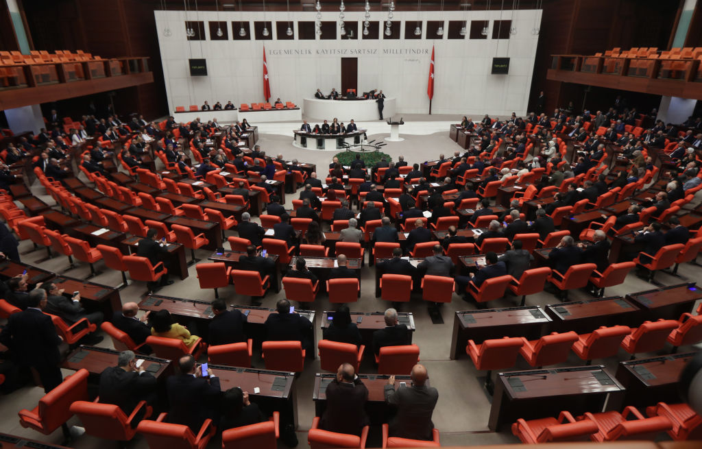 Turkish members of parliament vote to send Turkish troops to Libya, in Ankara, on January 02, 2020.