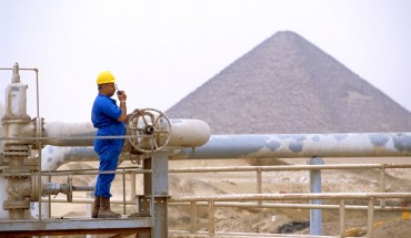 Worker at a gas refinery in the Western Desert, Egypt