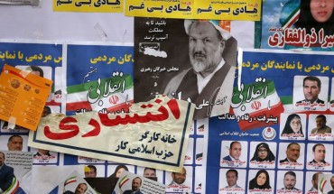 Iranian electoral posters and fliers are pictured on the last day of election campaign in Tehran on February 19, 2020.