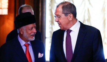 Omani Foreign Minister Yusuf bin Alawi bin Abdullah (L) meets Russian Foreign Minister Sergey Lavrov (R) in Moscow, Russia on 18 February, 2019.