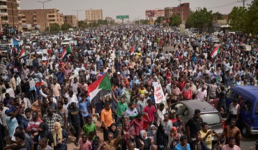 KHARTOUM, SUDAN - June 30: Protesters calling for a civilian government held large protests in Khartoum to commemorate those who were killed June 30, 2019 in Khartoum, Sudan. The protesters stopped in the main airport road facing off with armed forces.(Photo by David Degner/Getty Images).
