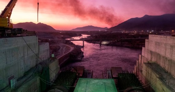 A general view of the Blue Nile river as it passes through the Grand Ethiopian Renaissance Dam (GERD), near Guba in Ethiopia, on December 26, 2019. 