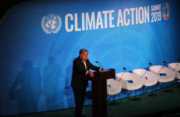 U.N. Secretary-General Antonio Guterres speaks at the at a summit to address climate change at the U.N. on September 23, 2019 in New York City. 