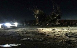 Scene of the suicide attack on a Revolutionary Guards bus on Khash-Zahedan road in Iran's Sistan and Baluchestan Province on February 13, 2019. At least 20 members of Iran's Revolutionary Guards were killed in a suicide bombing in southeastern Iran. 