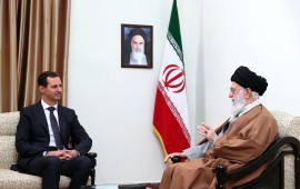 Iran's religious leader Ayatollah Ali Khamenei meets Syrian leader Bashar al-Assad in Tehran, Iran on February 25, 2019.