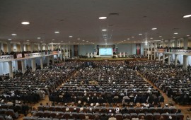 Afghan people attend the first day of the "loya jirga" (grand assembly) in Kabul, on April 29, 2019.
