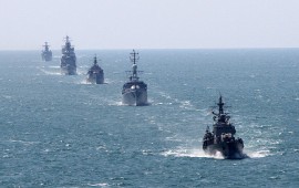 Bulgarian and NATO navi ships take part during Bulgarian-NATO military navy exercise in the Black sea, east of the Bulgarian capital Sofia, Friday, July, 10, 2015.