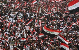 Thousands of Iraqis demonstrate in the heart of Baghdad on January 24, 2020 to demand the ouster of US troops from the country.