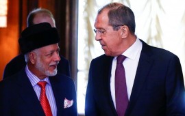 Omani Foreign Minister Yusuf bin Alawi bin Abdullah (L) meets Russian Foreign Minister Sergey Lavrov (R) in Moscow, Russia on 18 February, 2019.