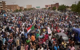 KHARTOUM, SUDAN - June 30: Protesters calling for a civilian government held large protests in Khartoum to commemorate those who were killed June 30, 2019 in Khartoum, Sudan. The protesters stopped in the main airport road facing off with armed forces.(Photo by David Degner/Getty Images).