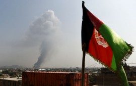 Smoke rises from the site of an attack after a massive explosion the night before near the Green Village in Kabul on September 3, 2019. - A massive blast in a residential area of Kabul killed at least 16 people, officials said on September 3, yet another Taliban attack that came as the insurgents and Washington try to finalise a peace deal.