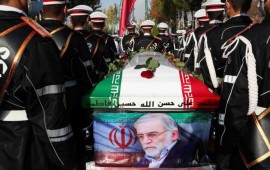 A funeral ceremony of Iranian Top nuclear scientist, Mohsen Fakhrizadeh Mahabadi, held at Defense Ministry of Iran in Tehran, Iran on November 30, 2020. Fakhrizadeh, who headed research and innovation at the defense ministry, was attacked Friday in Damavand county near Tehran.