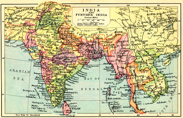 antique map of India before contemporary boundaries