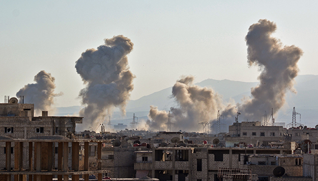 bombed urban area in Syria