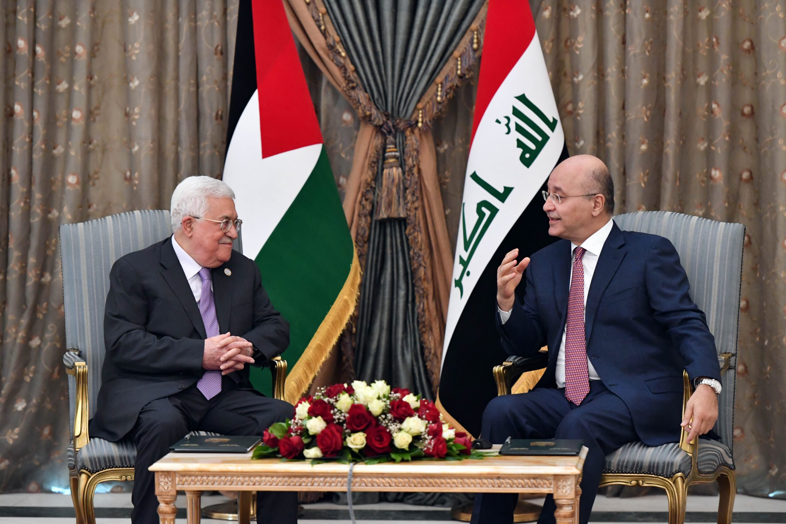 Palestinian President Mahmoud Abbas meets President of Iraq Barham Salih in Baghdad, Iraq on March 4, 2019.