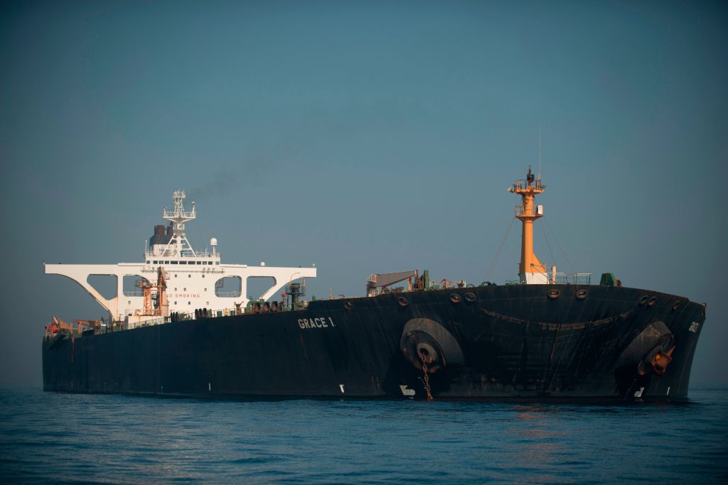 Iranian supertanker Grace 1 off the coast of Gibraltar on August 15, 2019.