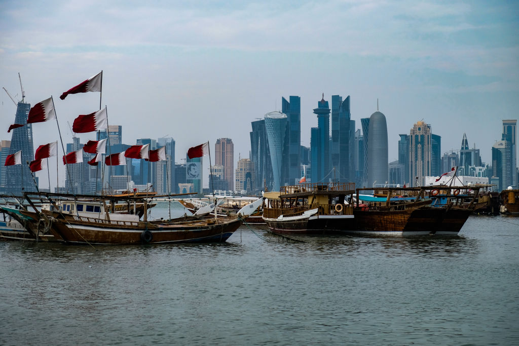 Westbay as seen from the corniche on 20 October 2018 after heavy rainfall, Doha, Qatar. 