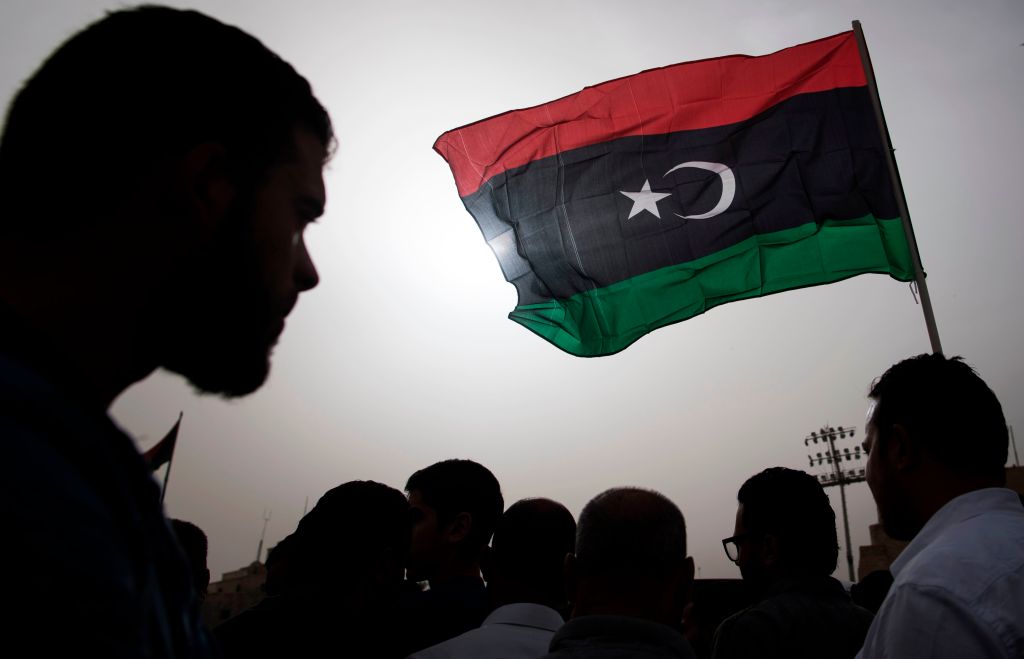  Libyans gather during the funeral of fighters loyal to the Government of National Accord (GNA) in the capital Tripoli, on April 24, 2019, after they were reportedly killed during clashes with forces loyal to strongman Khalifa Haftar in al-Hira region, about 70 kilometres south of Tripoli. 