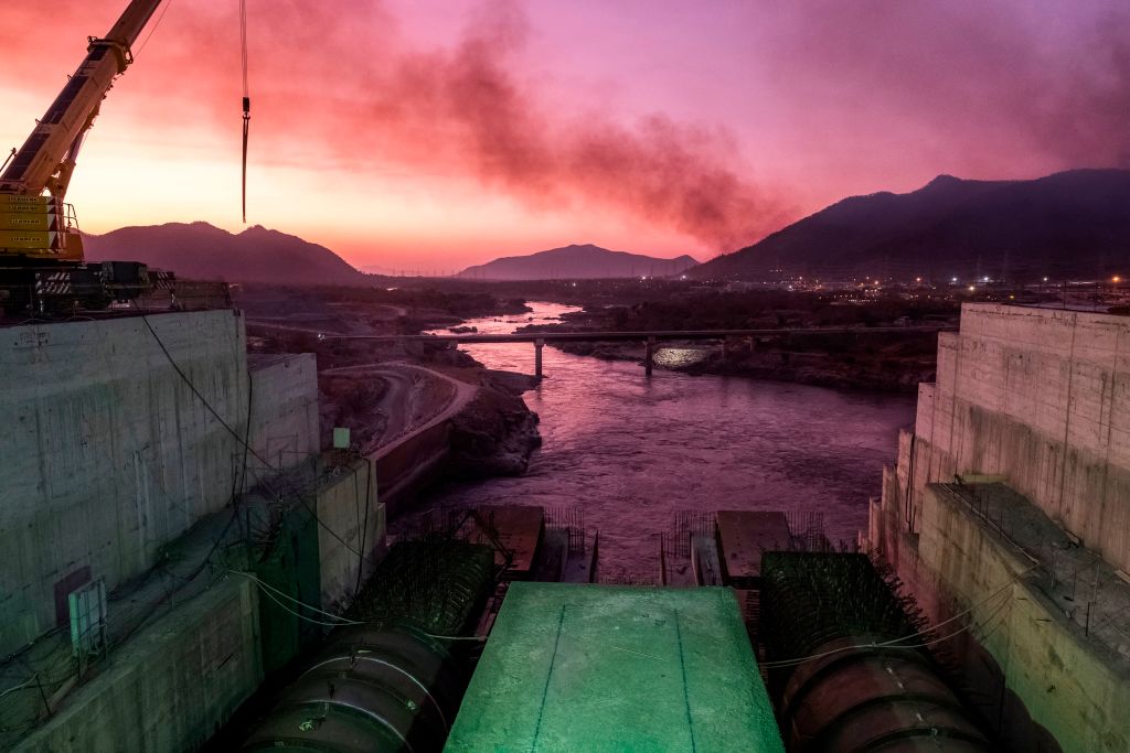 A general view of the Blue Nile river as it passes through the Grand Ethiopian Renaissance Dam (GERD), near Guba in Ethiopia, on December 26, 2019. 