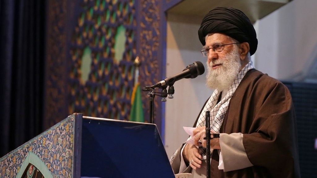 Iranian Supreme Leader Ayatollah Ali Khamenei gives his first Friday sermon after eight years in the Imam Khomeini Musalla, in Tehran, Iran on January 17, 2020.