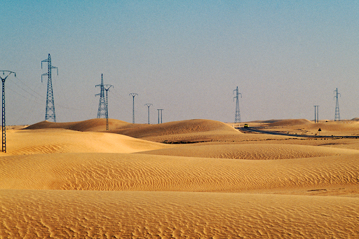 Pylons near Touggourt, Sahara Desert, Algeria