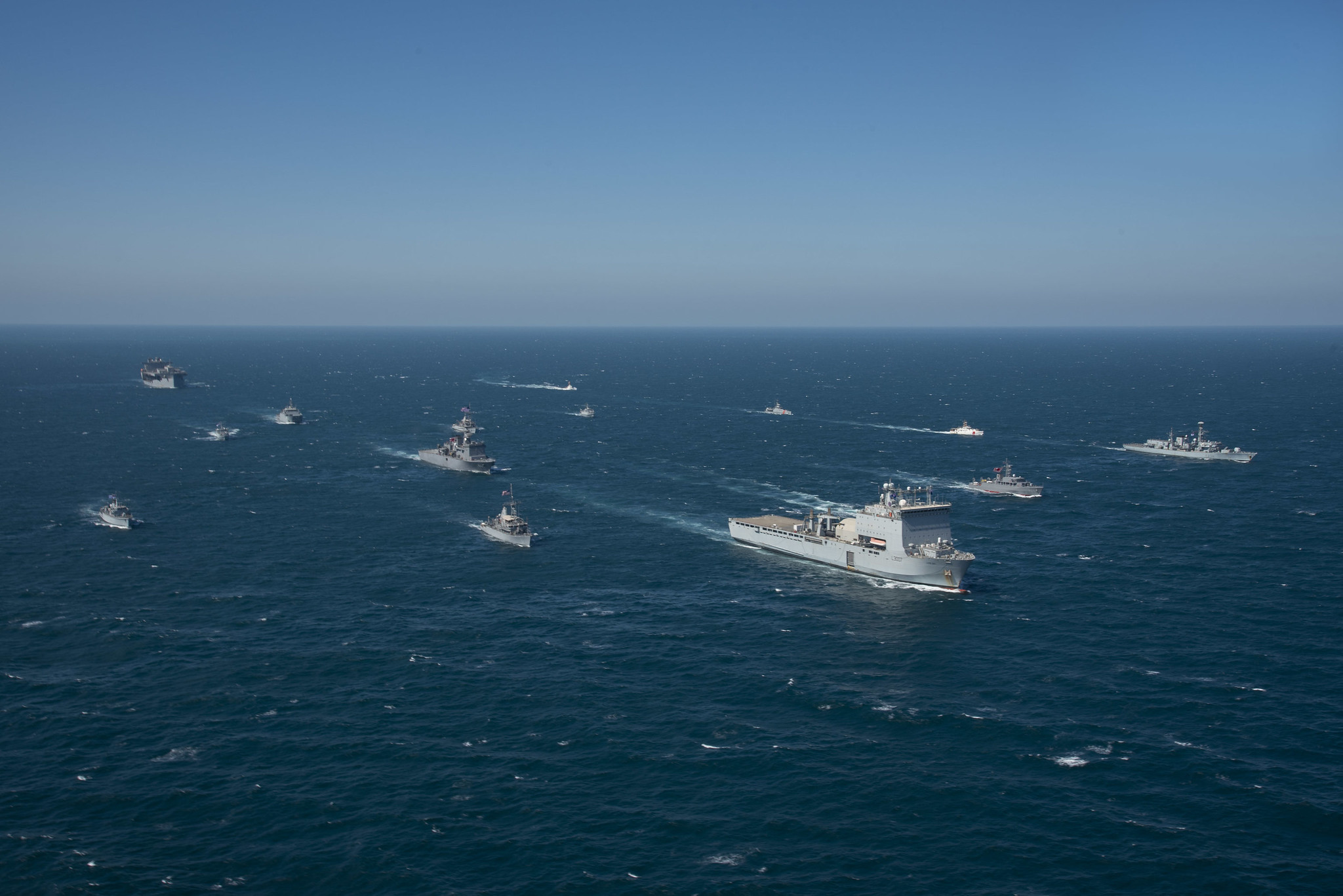 Ships from partner nations of Combined Task Force North participate in a photo exercise during International Maritime Exercise/Cutlass Express (IMX/CE) 2022 in the Arabian Gulf.