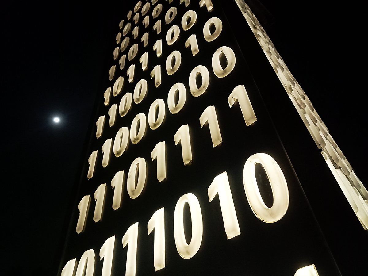 Raw computer programming code light boxes inside a science park in Jinhu County, Jiangsu Province, China. Photo by Costfoto/Barcroft Media via Getty Images.