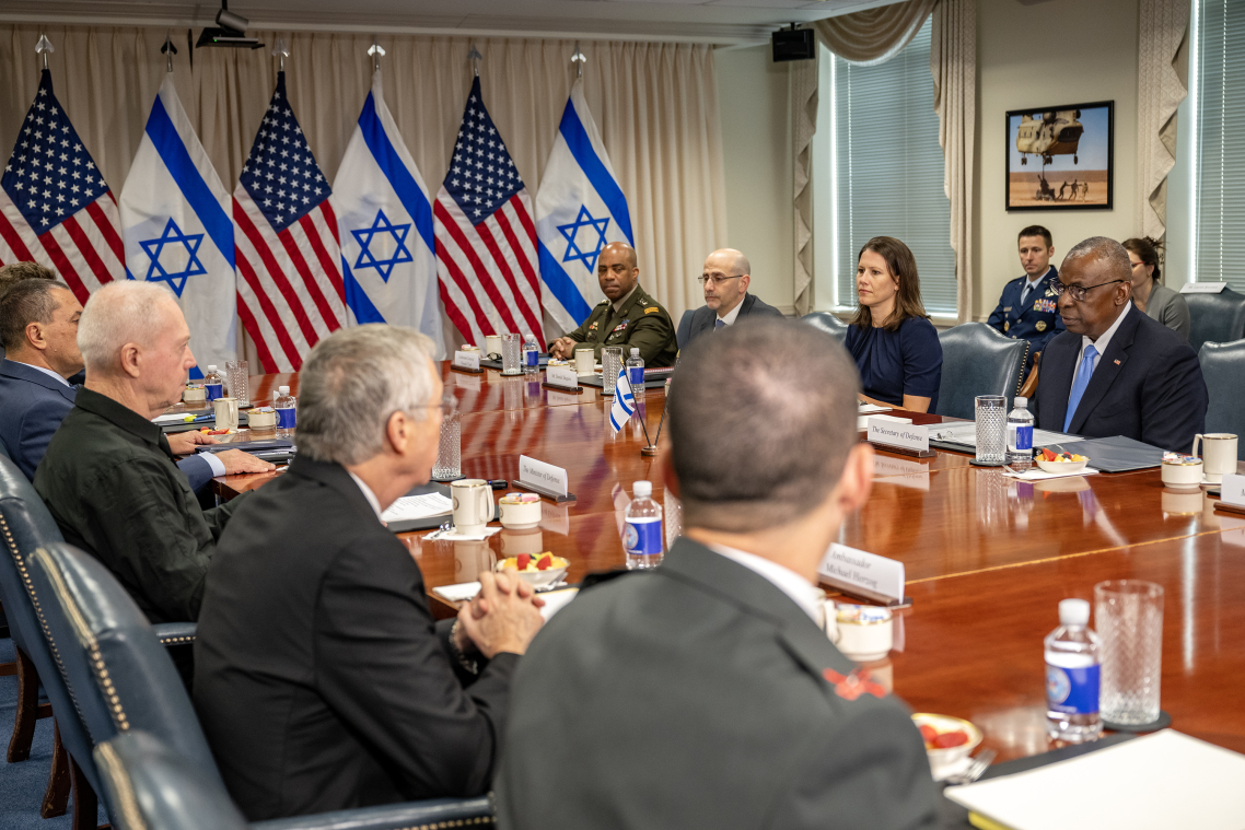 Photo above: Secretary of Defense Lloyd J. Austin III and Israeli Defense Minister Yoav Gallant meet at the Pentagon, June 25, 2024. Photo by Air Force Staff Sgt. Eugene Oliver, DOD.