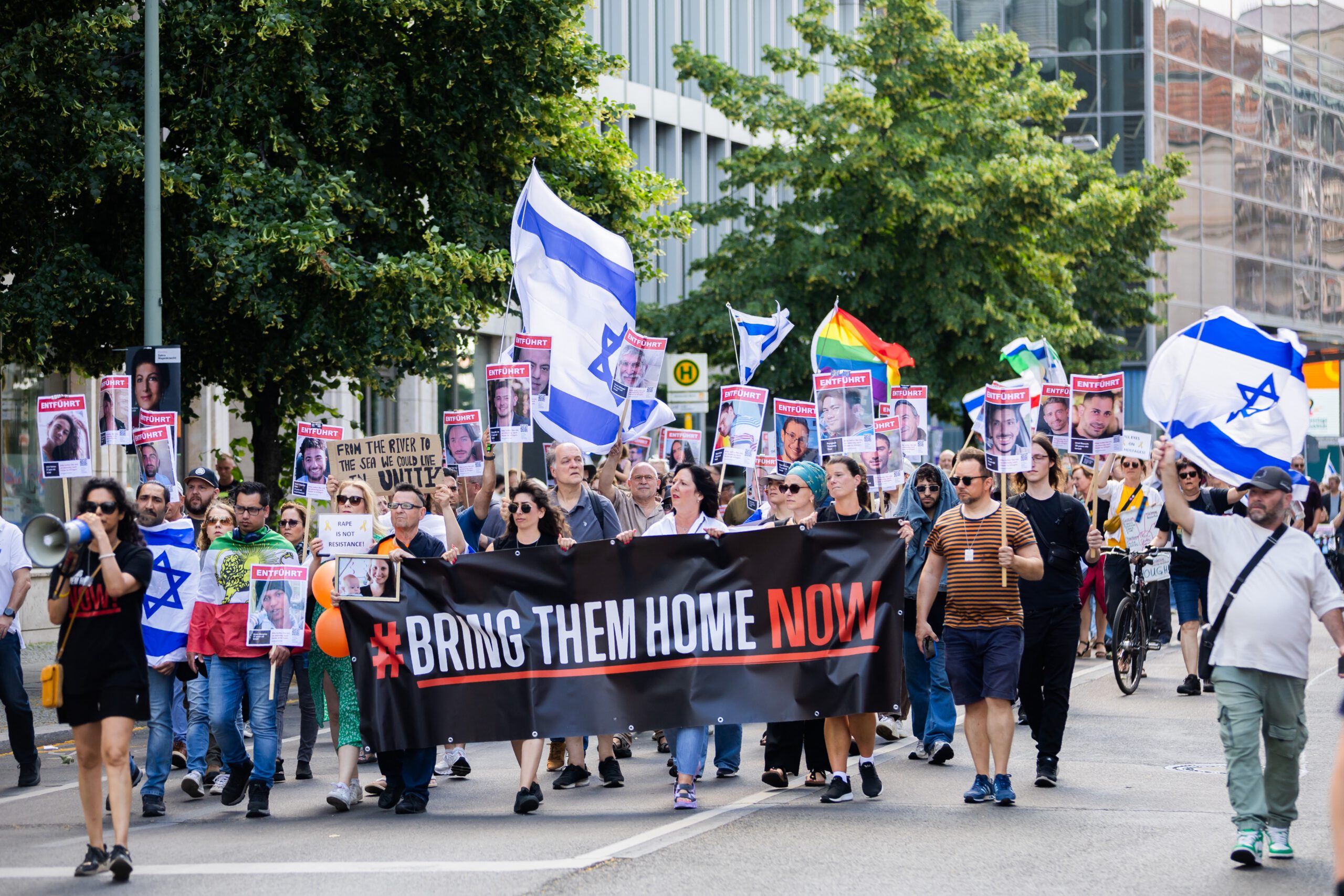 Photo above: The "March for the Freedom of the Hostages" in Berlin, June 2, 2024. Photo by Christoph Soeder/picture alliance via Getty Images.