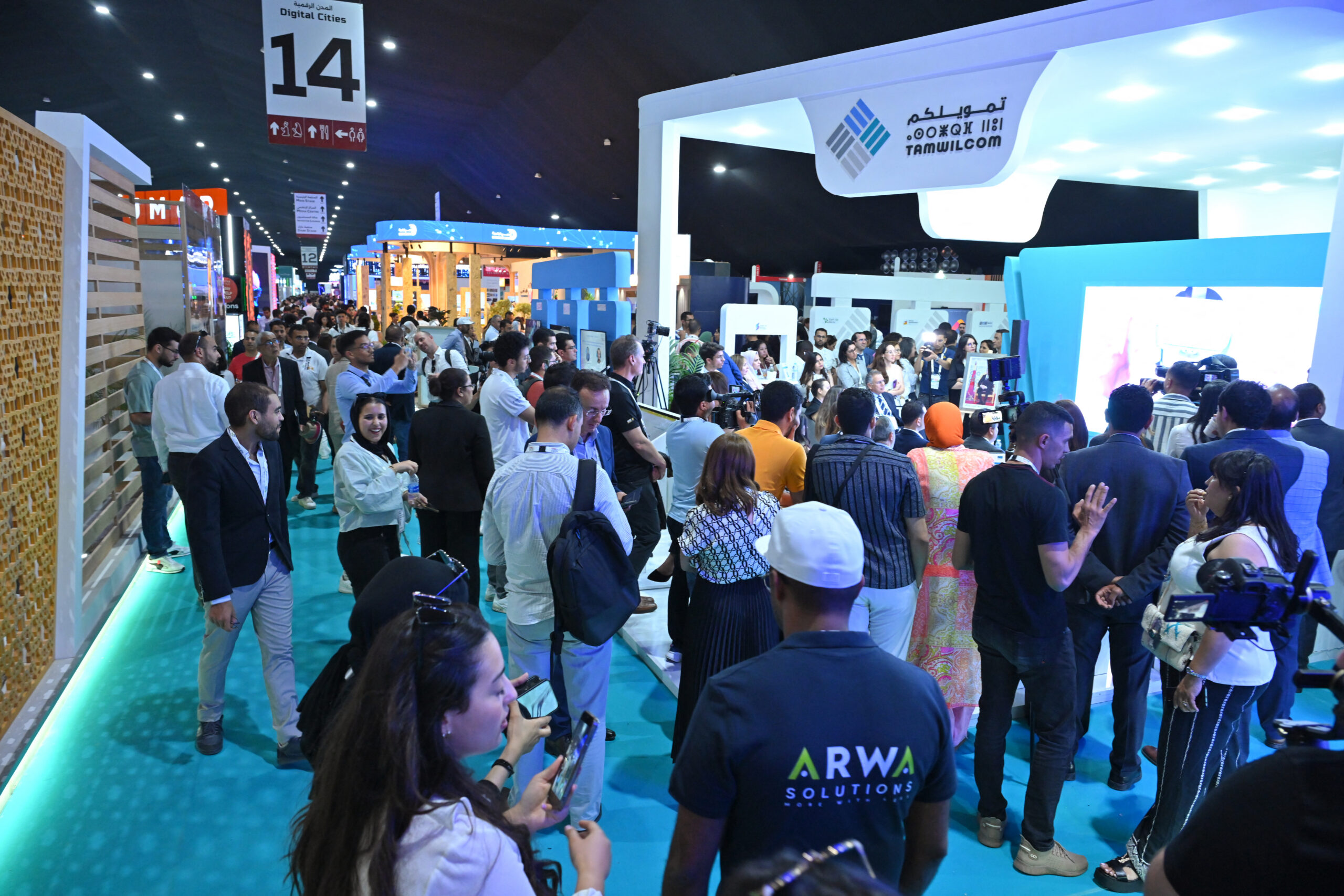 People attend the 2024 GITEX Africa Tech and Startup show in Marrakech, Morocco, on May 30, 2024. Photo by AFP viaGetty Images.