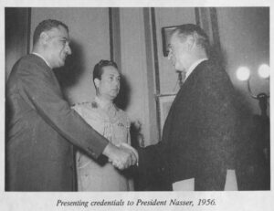Amb. L. Dean Brown, later a president of MEI, and Egyptian President Gamal Abdel Nasser, 1956
