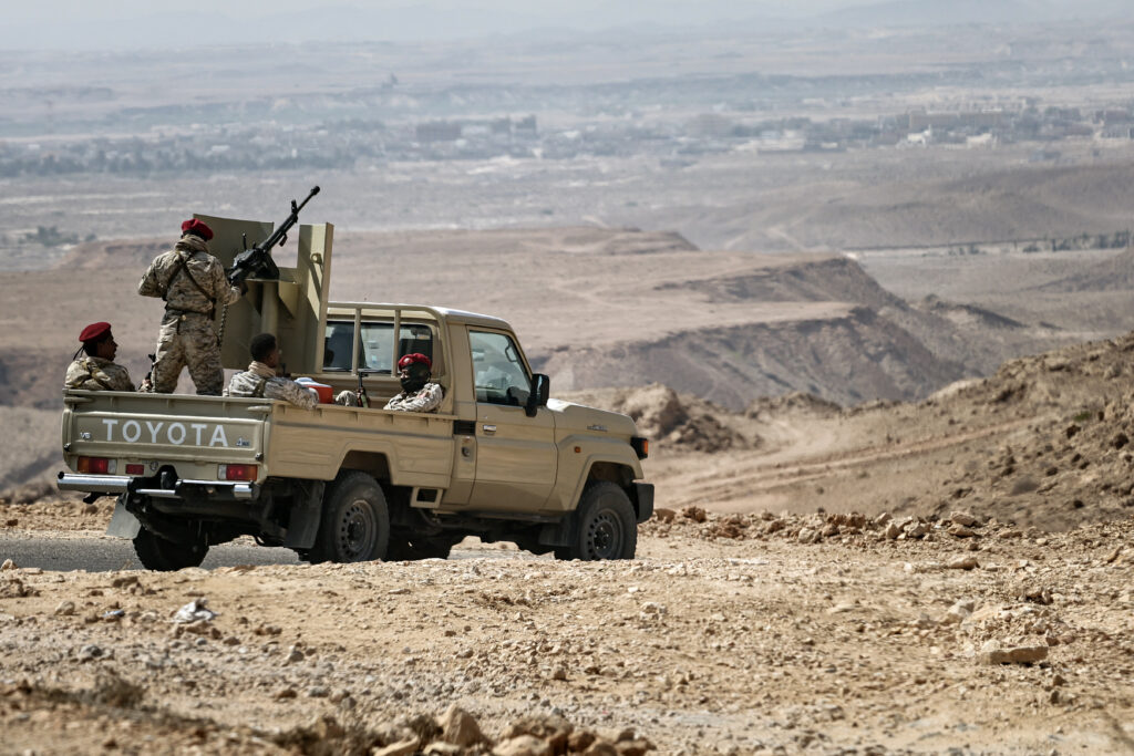 Saudi-backed Yemeni forces in the city of Mukalla in Yemen’s coastal southern Hadramawt Province, on January 20, 2026. Source: Fadel Senna/AFP via Getty Images.