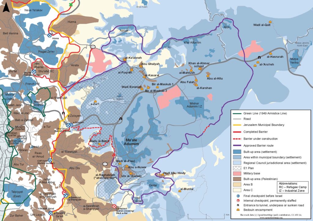 Map of Maale Adumim/E1 expansion plan, October 2013. Source: B’Tselem.