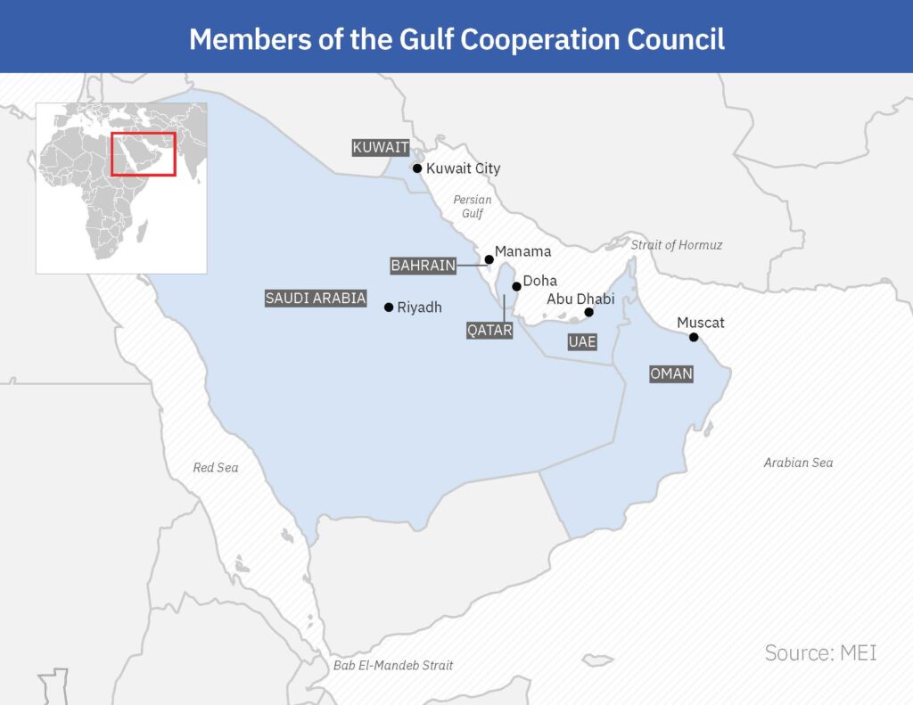 Members of the Gulf Cooperation Council. Graphic created by MEI.