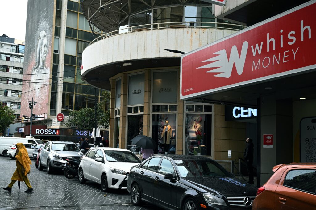 A money transfer company office in Beirut on November 14, 2025. Photo by Joseph Eid/AFP via Getty Images.