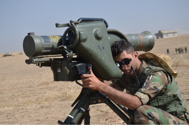 A fighter from the 1st ERF Brigade in Sector 4 aims a MILAN ATGM system. Source: Provided to the author by a Peshmerga officer.